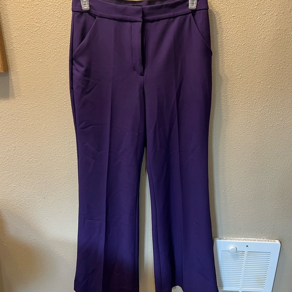 Express Purple Wide Leg Flair Pants with Tailored Silhouette